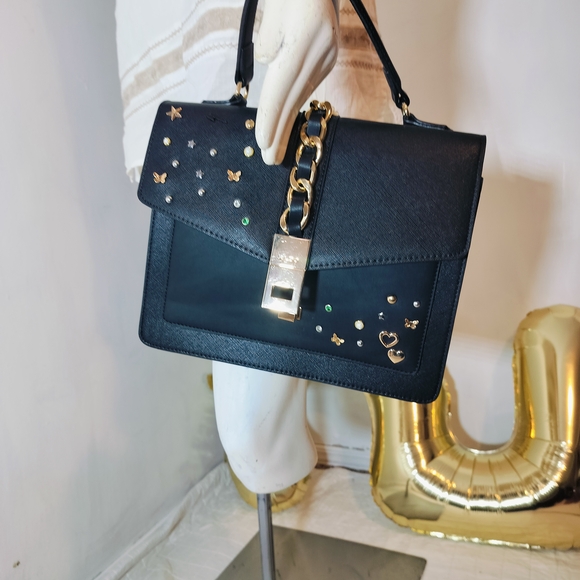 ALDO Black Satchel with Gold Accents - Picture 2 of 7